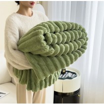 『今年冬天就它了！』北歐簡約線條毛绒溫感雙面毯-超柔輕薄款-綠色\午睡毯\毯子\毛毯\空調毯\車用毯\沙發毯\littlemore-共9款-WB1007